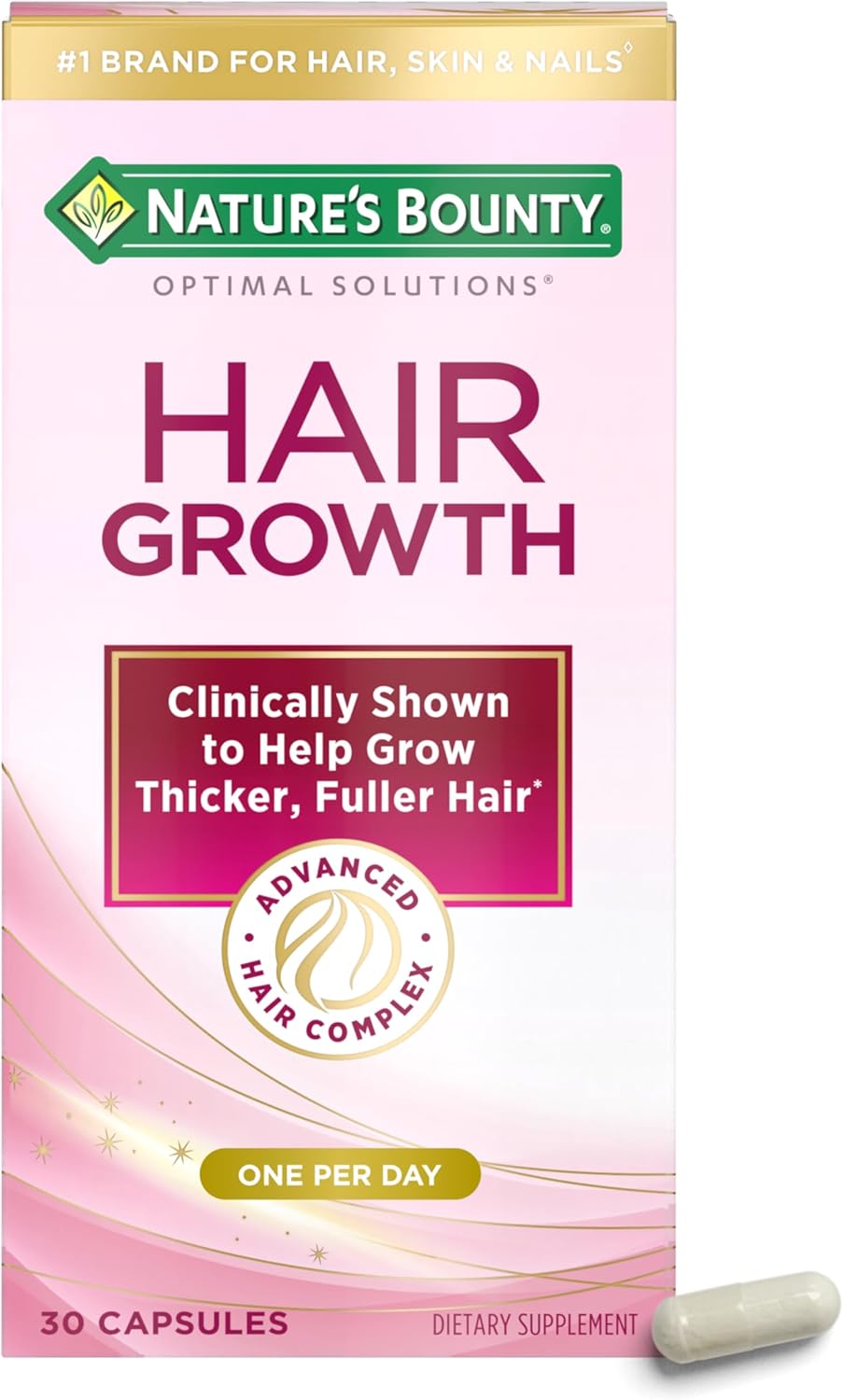 Nature's Bounty Optimal Solutions Hair Growth Vitamin Supplement, 30 Count